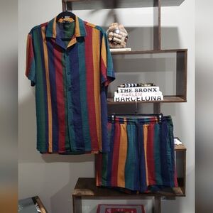 Shein Men’s Striped Set | Size M | Swim-Ready Lightweight Cotton Blend